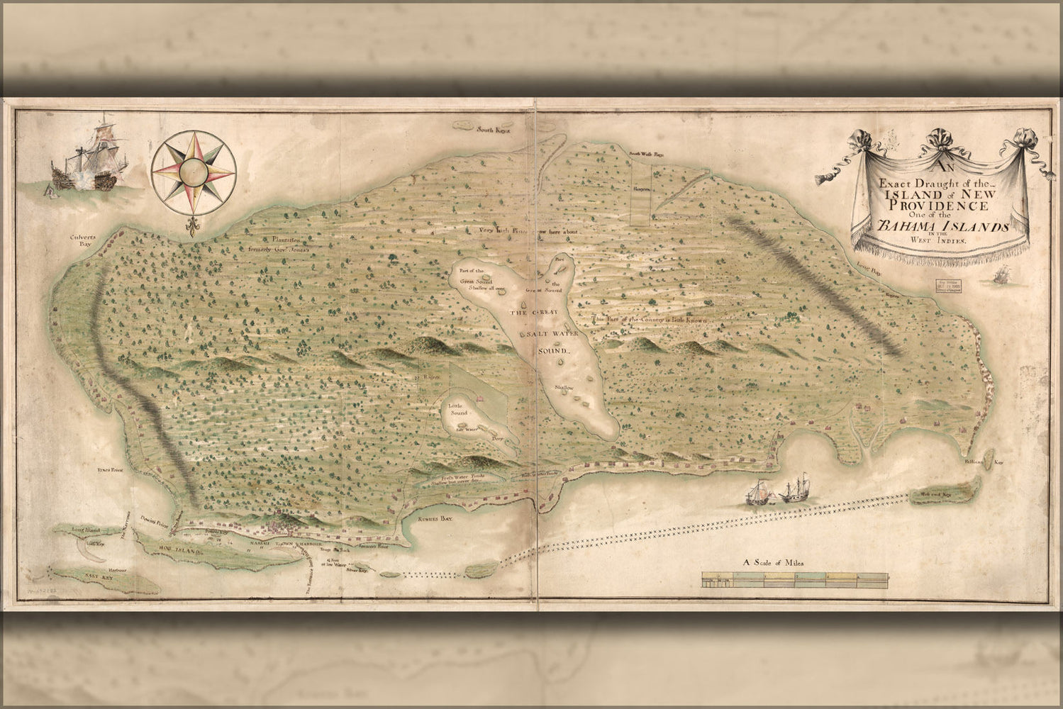 Poster, Many Sizes Available; Map Of New Providence Bahama Islands 18Th Cent