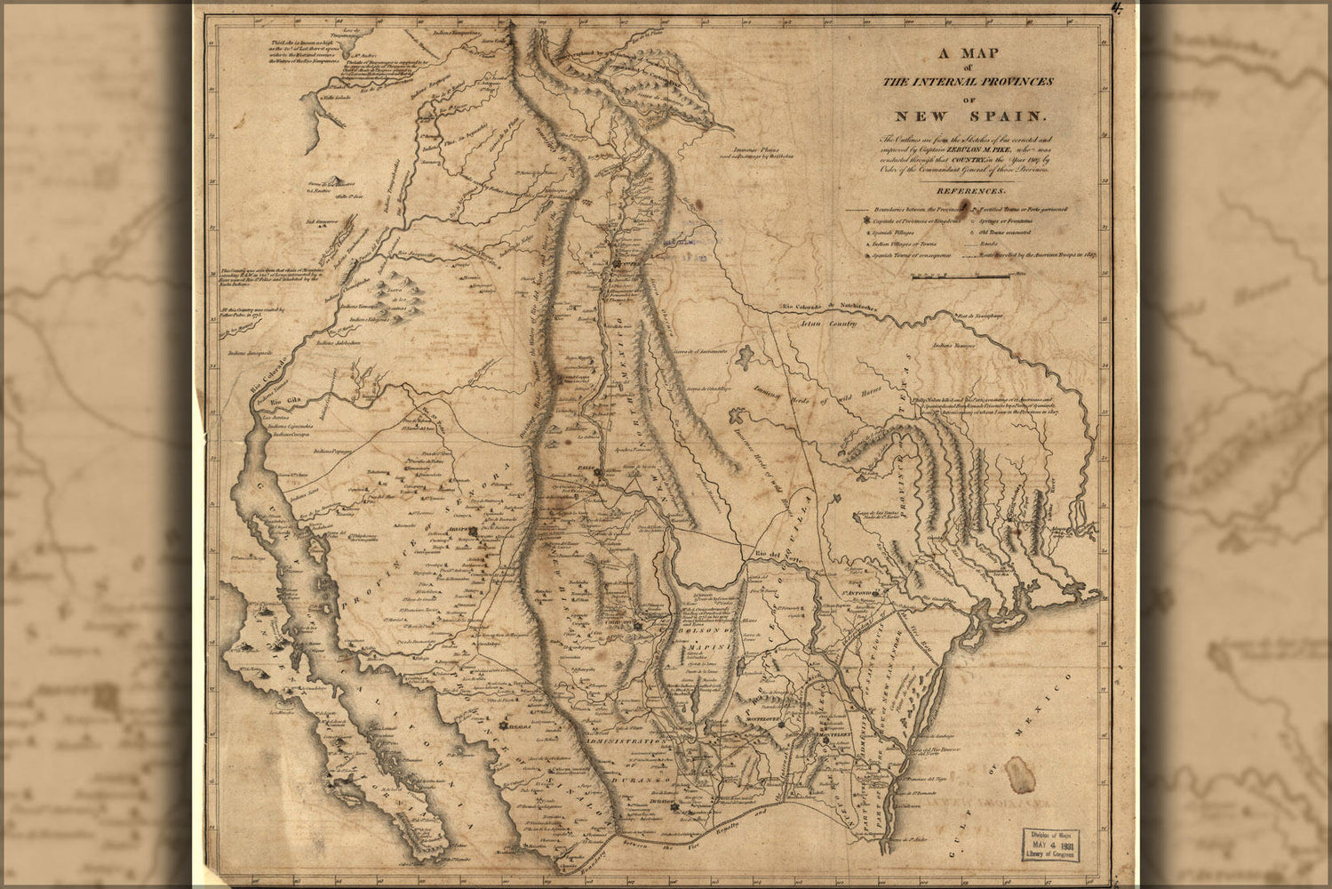 Poster, Many Sizes Available; Map Of New Spain 1810 Texas Arizona New Mexico