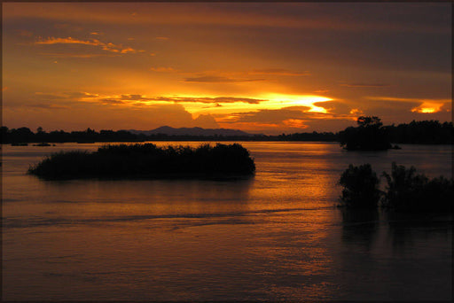 Poster, Many Sizes Available; Sunset On The Mekong River, Don Det, Laos