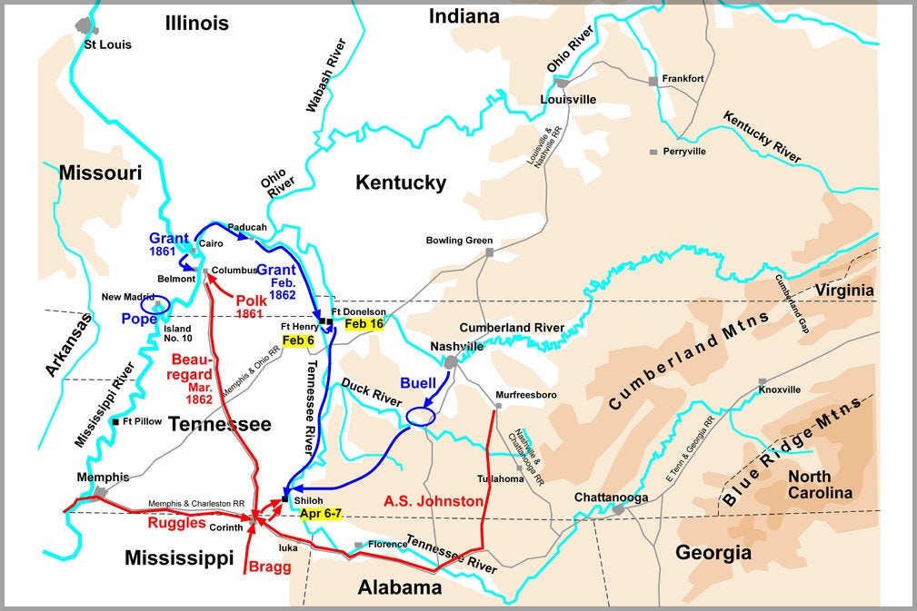 Poster, Many Sizes Available; Map Of Western Theater Of The American Civil War, From Belmont To Shiloh