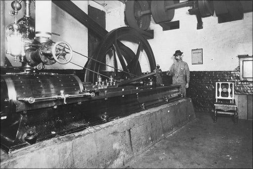 Poster, Many Sizes Available; Photograph Of A San Francisco Mint Employee At The Steam Engine In The Basement Area Of The Mint. - Nara - 296