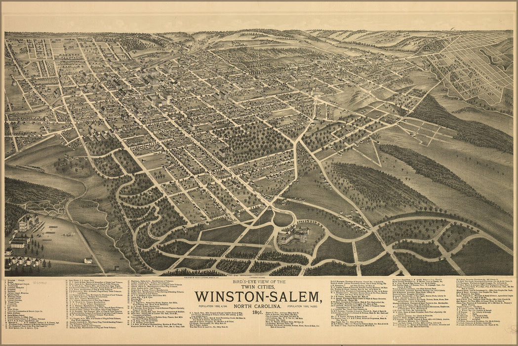 Poster, Many Sizes Available; Map Of Winston-Salem, North Carolina 1891