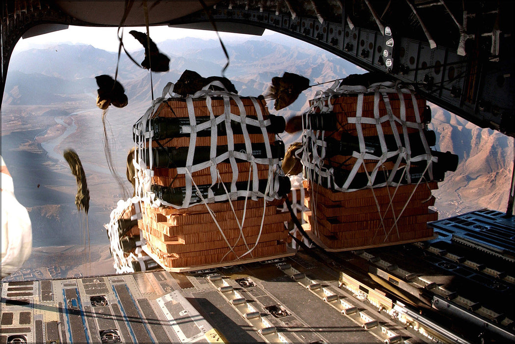 Poster, Many Sizes Available; Supply Pallets Airdropped From C-17 Globemaster Iii Afghanistan