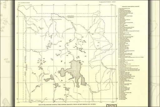 Poster, Many Sizes Available; Map Of Yellowstone National Park Hot Springs 1937