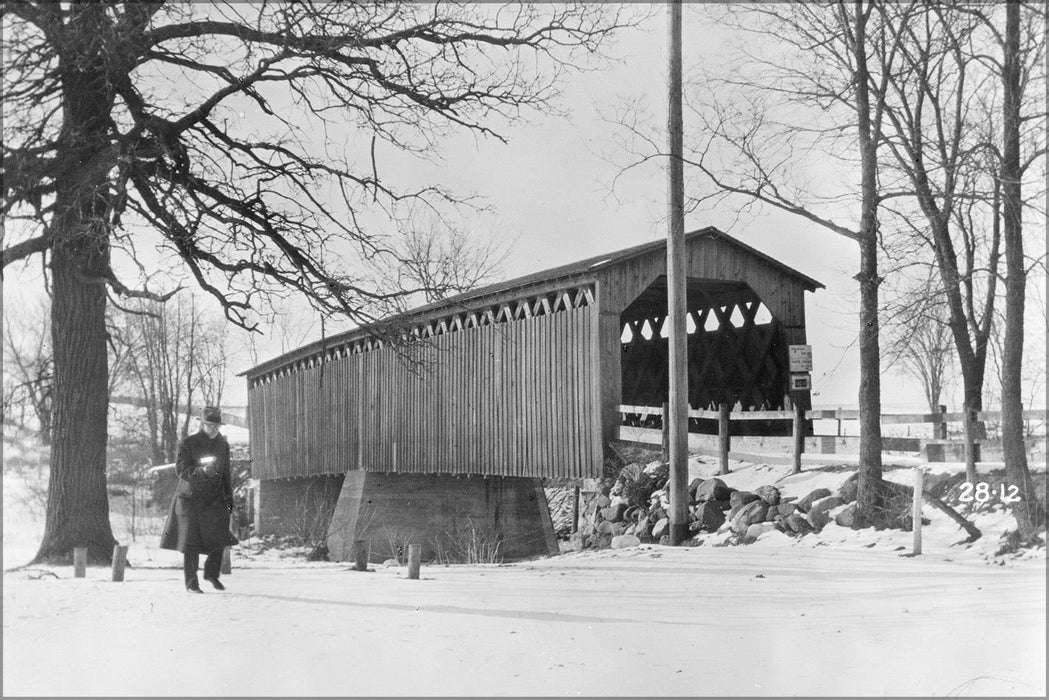 Poster, Many Sizes Available; Historic American Buildings Survey Photo Of Covered Bridge, Cedarburg, Wisconsin 1 Of 2