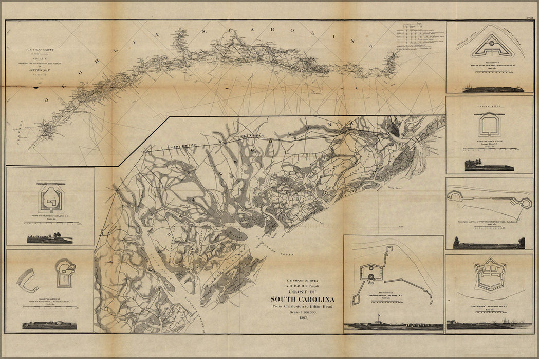 Poster, Many Sizes Available; Coast Map Of South Carolina 1862