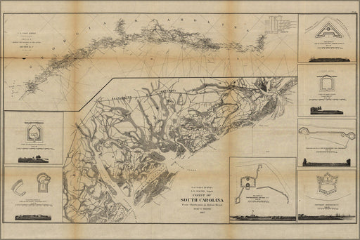 Poster, Many Sizes Available; Coast Map Of South Carolina 1862