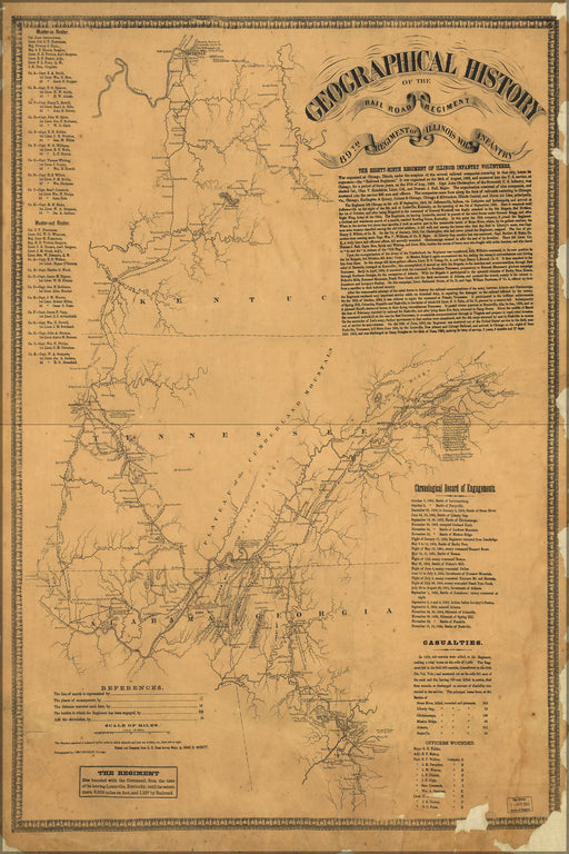 Poster, Many Sizes Available; Geo History Map 89Th Illinois Railroad Reg 1862