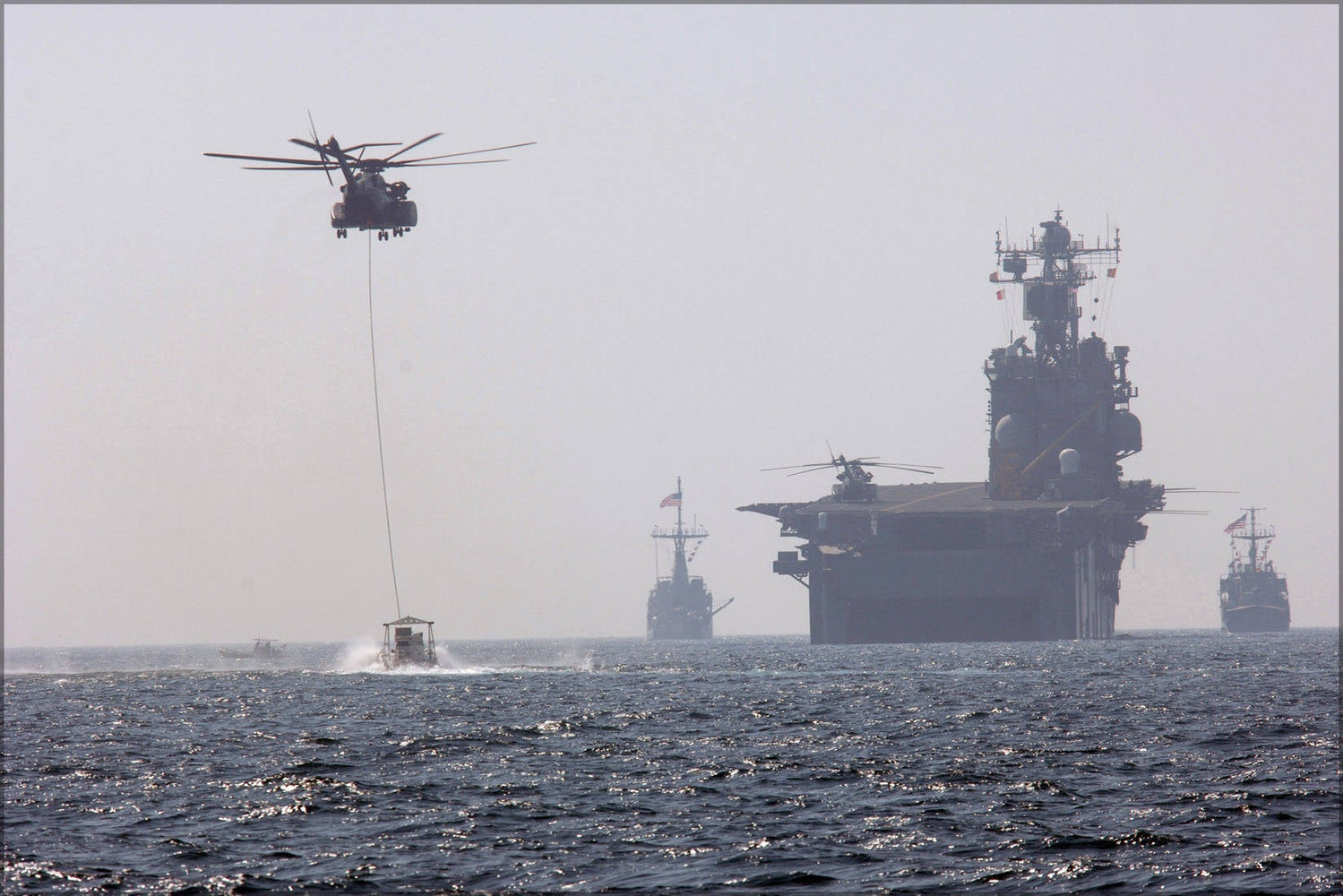 Poster, Many Sizes Available; Hm-53E Sea Dragon Helicopters Mine Sweeping Uss Saipan