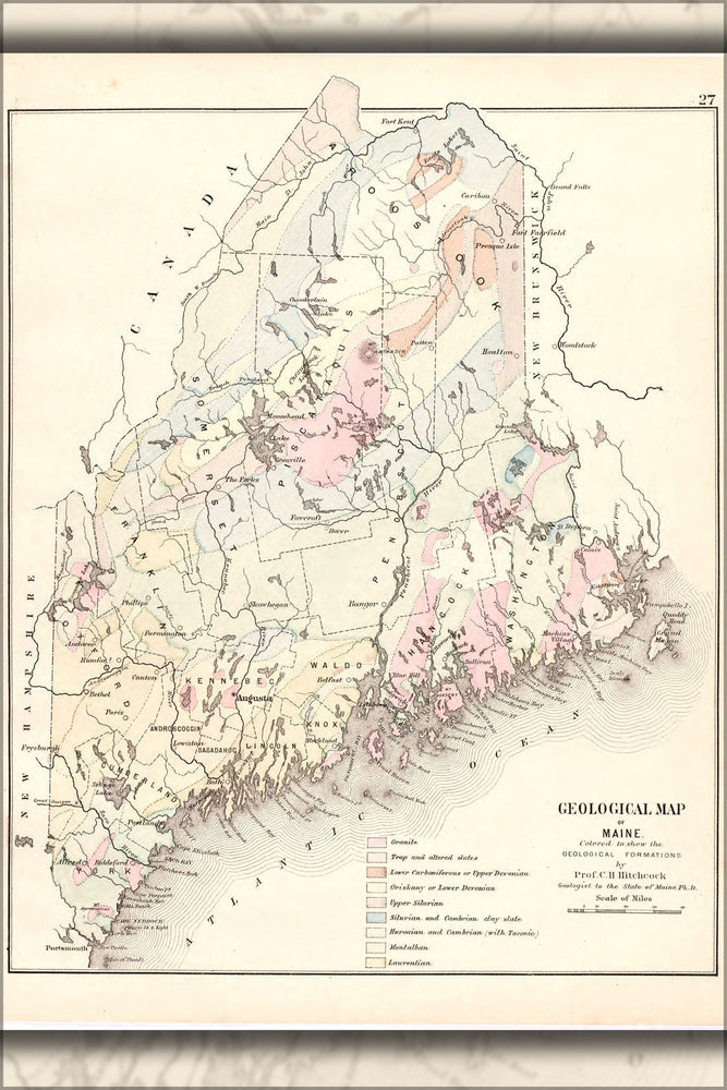 Poster, Many Sizes Available; Geological Map Of Maine 1886