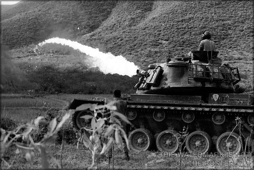 Poster, Many Sizes Available; M67 Zippo Flamethrower Tank In Action Near Da Nang, Vietnam M48 Patton Tank Variant Usmc