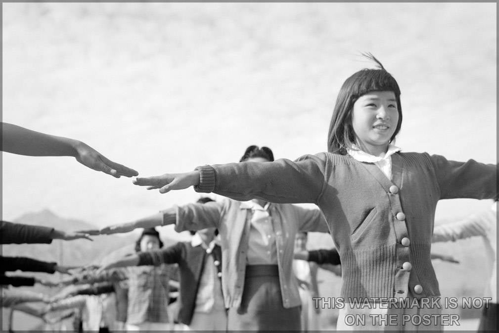 Poster, Many Sizes Available; Calisthenics Manzanar War Relocation Center, Owens Valley, California. In 1943, Ansel Adams