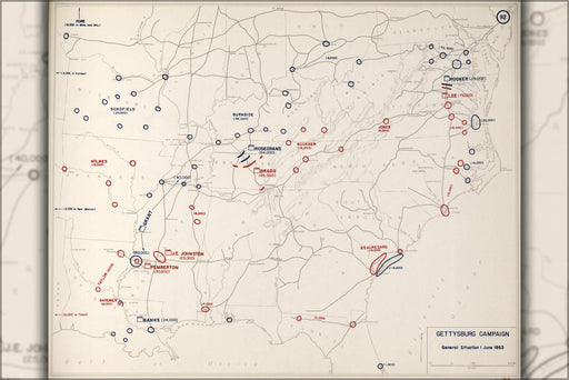 Poster, Many Sizes Available; Map Of Civil War Gettysburg Campaign, 1863