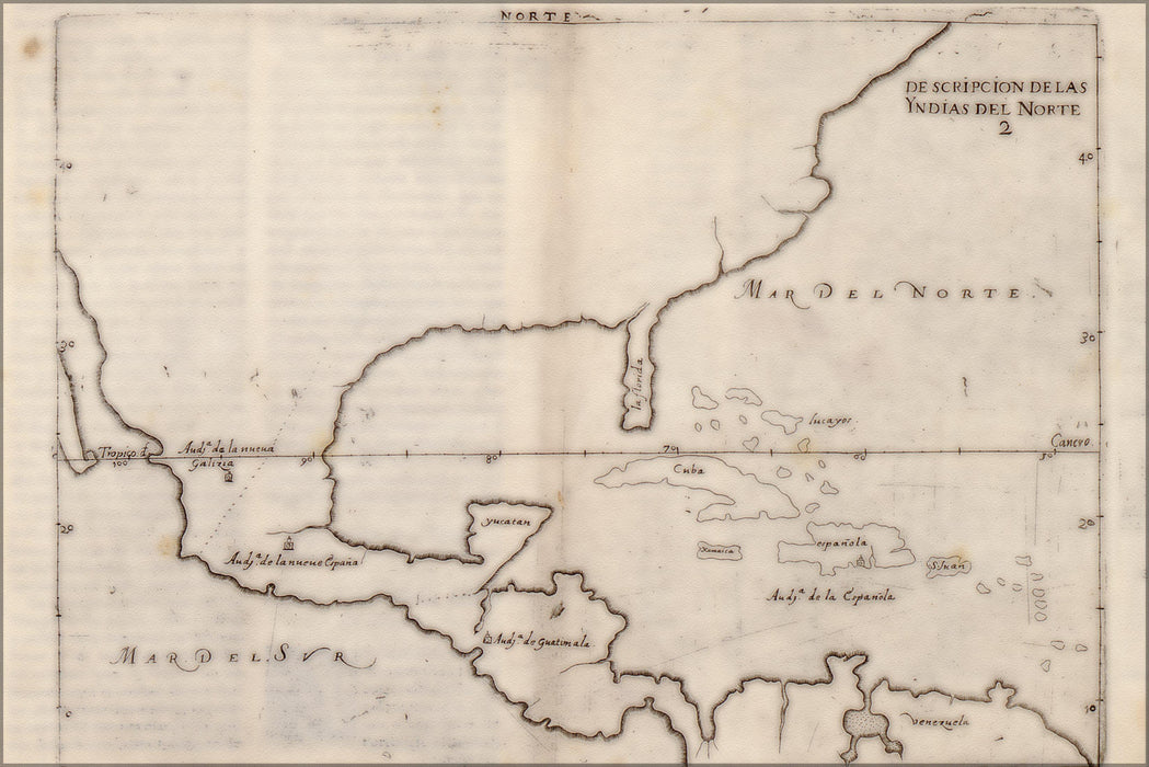 Poster, Many Sizes Available; Map Of North America 1601 In Spanish