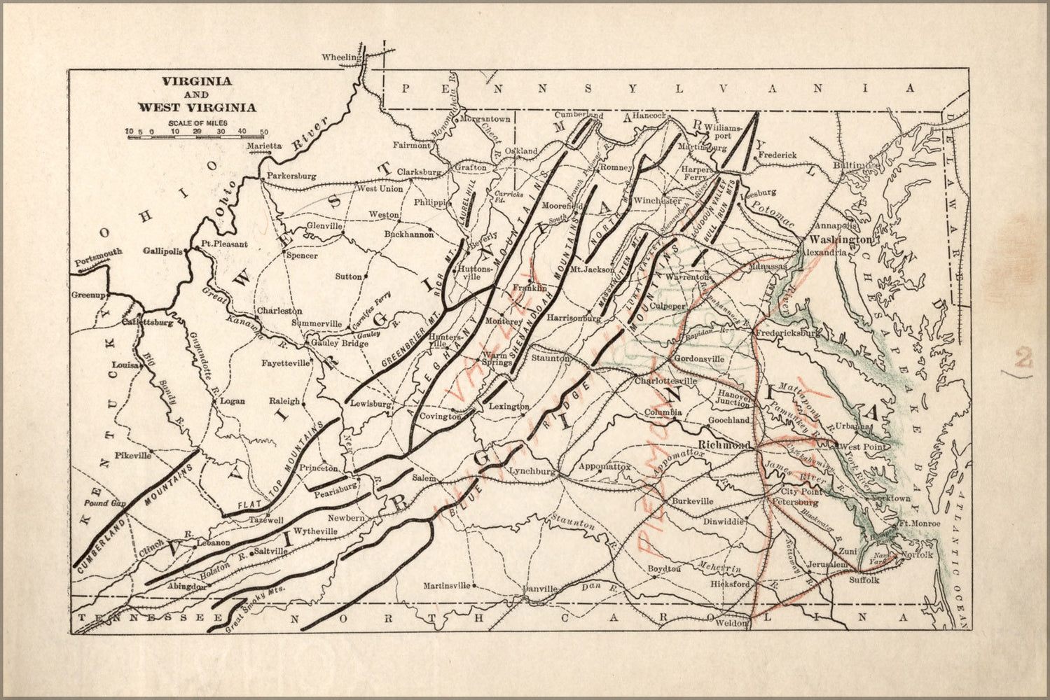 Poster, Many Sizes Available; Map Of Civil War In Virginia & West Virginia