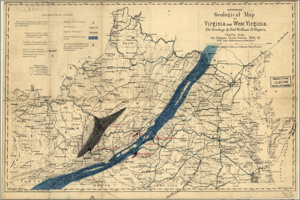 Poster, Many Sizes Available; Geological Map Of Virginia & West Virginia 1875