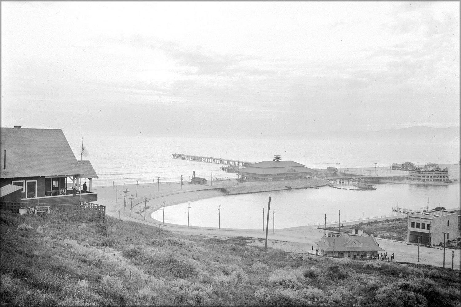 Poster, Many Sizes Available; Playa Del Rey Lagoon Showing Del Rey Hotel, Playa Del Rey Pavilion And Pier, Los Angeles, Ca.1908 (Chs-5380) #