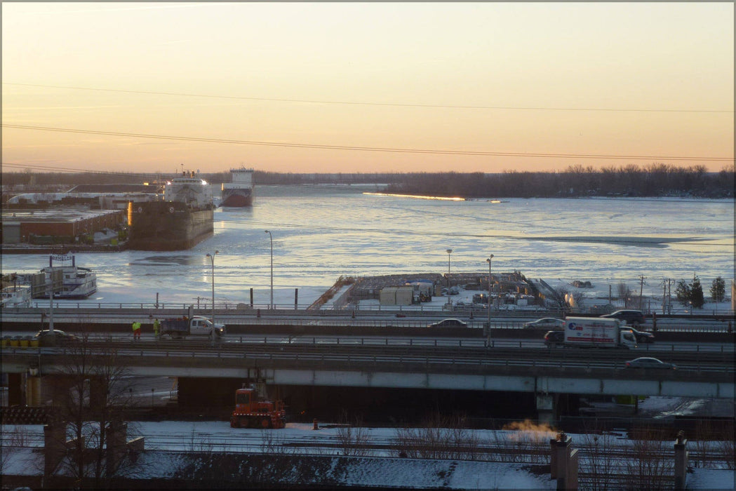 Poster, Many Sizes Available; Algoma Progress, Algoma Navigator, And Algoma Equinox, Moored In Toronto Harbour At Sunrise, 2014 01 04 1