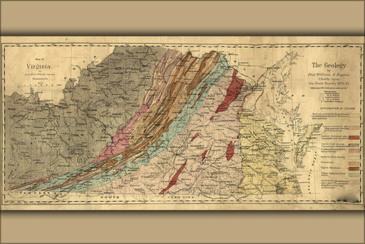 Poster, Many Sizes Available; Geology Map Of Virginia 1874