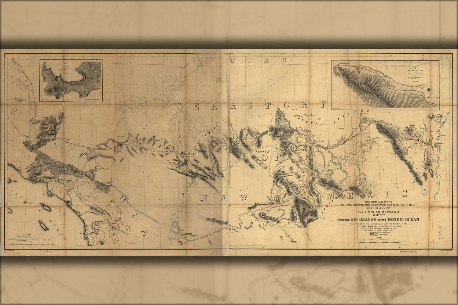 Poster, Many Sizes Available; Map Rio Grande River To Pacific Ocean 1859