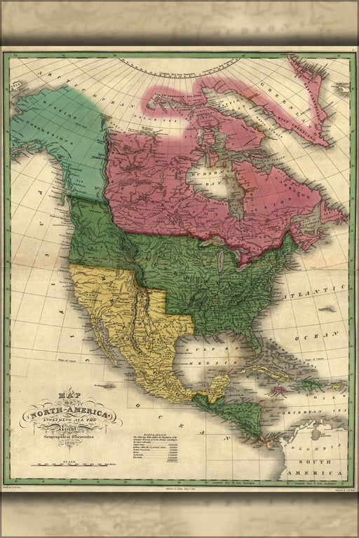 Poster, Many Sizes Available; Map Of North America 1826 Pre United States