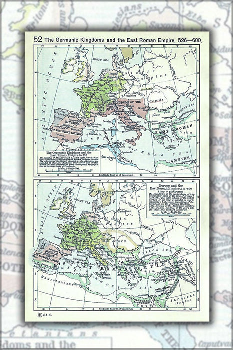 Poster, Many Sizes Available; Political Map Of Europe, Situation As Of C. 526-600