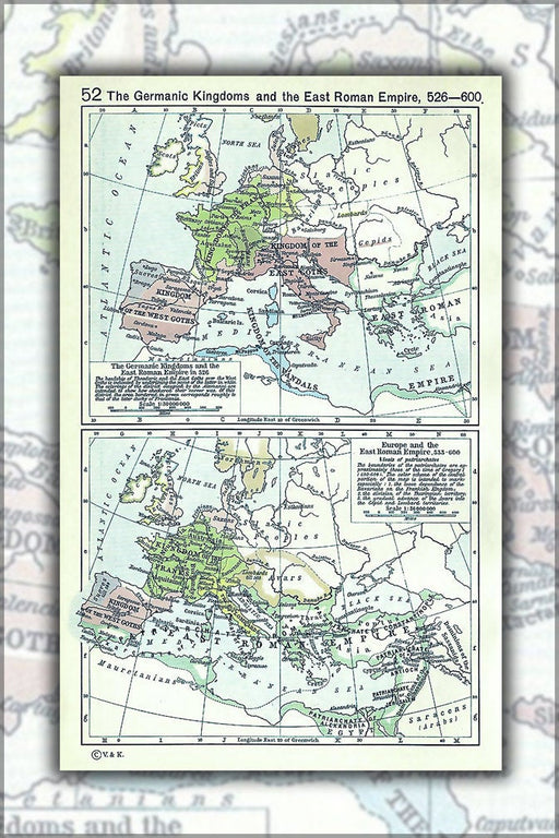 Poster, Many Sizes Available; Political Map Of Europe, Situation As Of C. 526-600