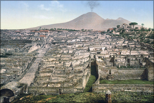 Poster, Many Sizes Available; Pompeii  With Mount Vesuvius - General View And Vesuvius. C1890