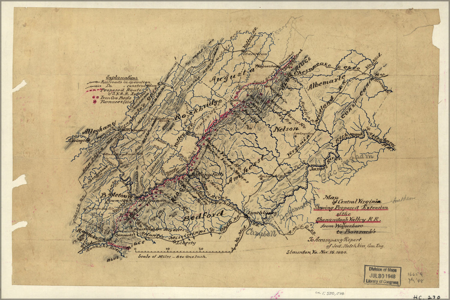 Poster, Many Sizes Available; Map Shenandoah Valley Railroad Virginia 1880