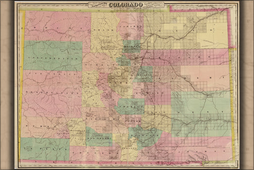 Poster, Many Sizes Available; Colton&#39;S Map Of The State Of Colorado 1878