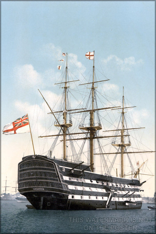 Poster, Many Sizes Available; Hms Victory C1900 Colorized B&W