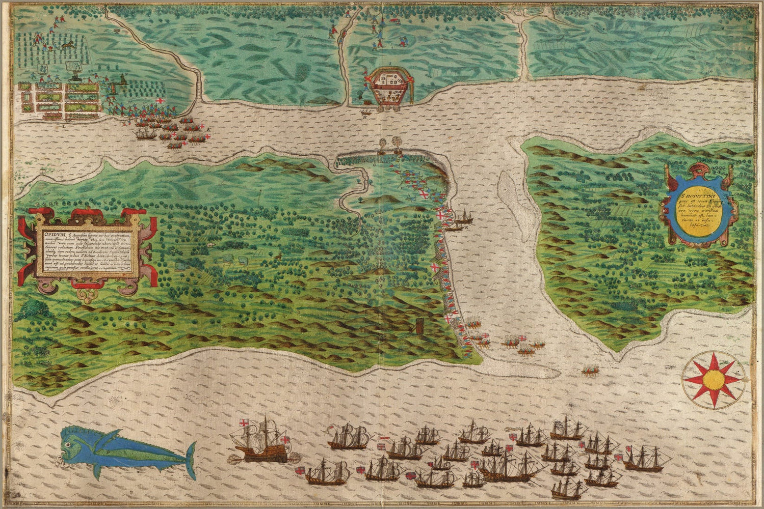 Poster, Many Sizes Available; Map Sir Francis Drake At Saint Augustine Fl 1589