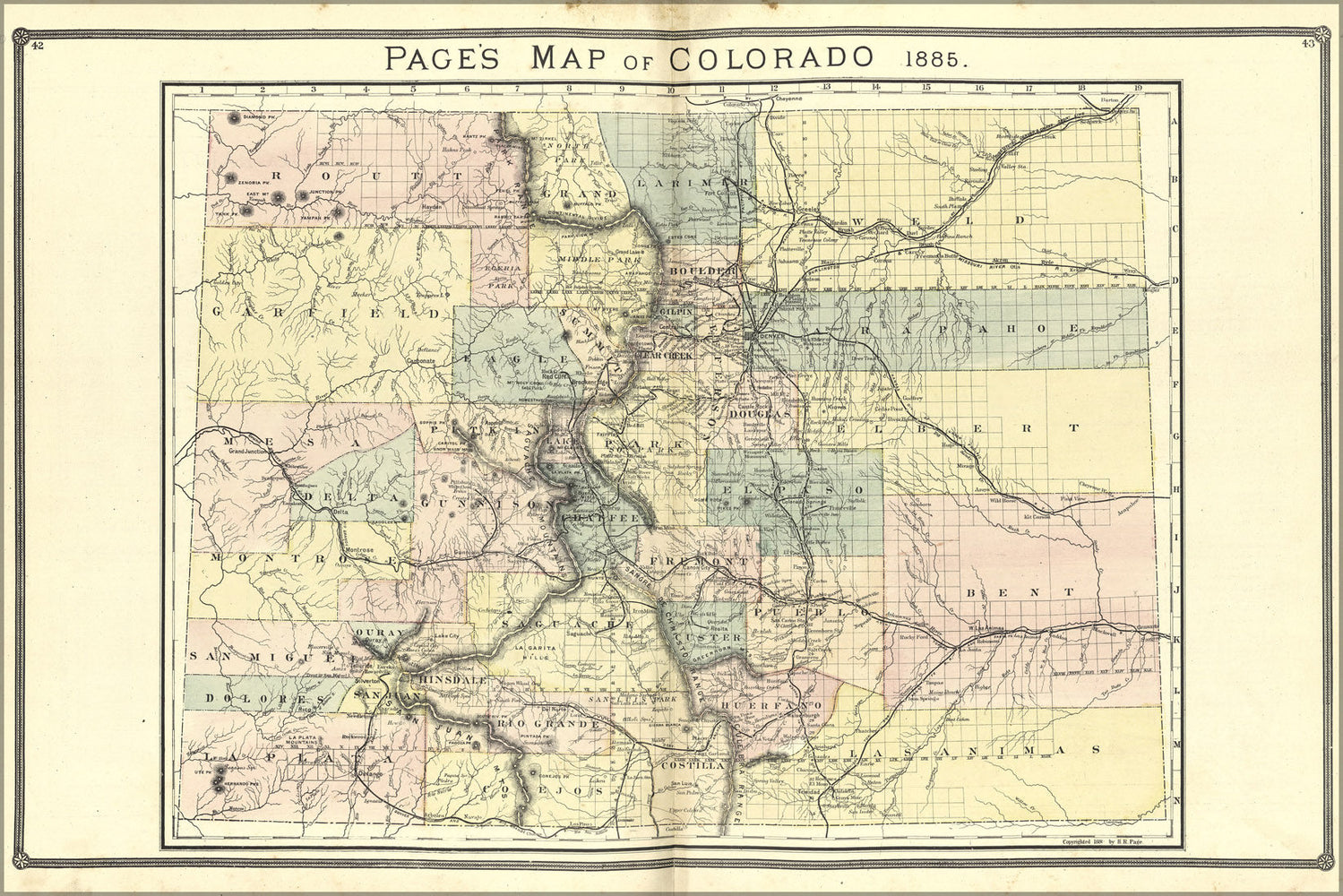 Poster, Many Sizes Available; Map Of Colorado, 1885 ...