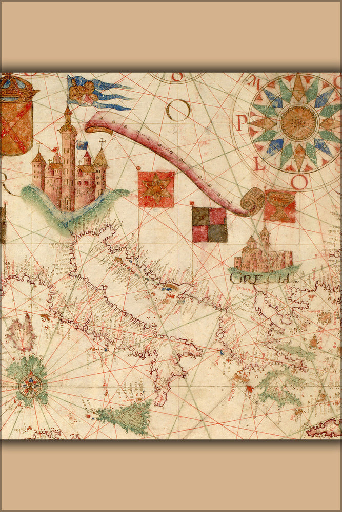 Poster, Many Sizes Available; Portolan Chart Map Of Italy And Greece C1600