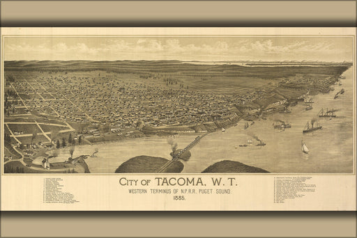 Poster, Many Sizes Available; Map Tacoma, Washington Territory Puget Sound 1885