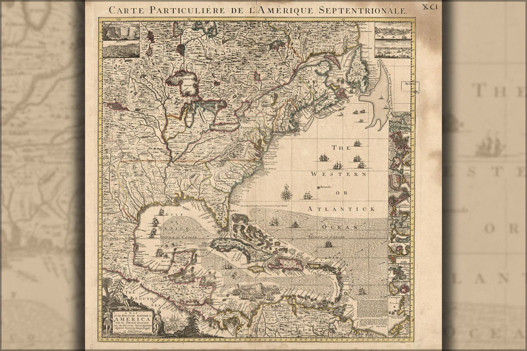 Poster, Many Sizes Available; Map Of North America Pre United States 1741