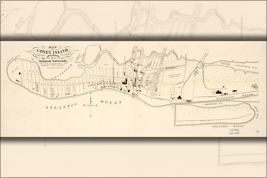 Poster, Many Sizes Available; Map Of Coney Island, Gravesend, New York 1879