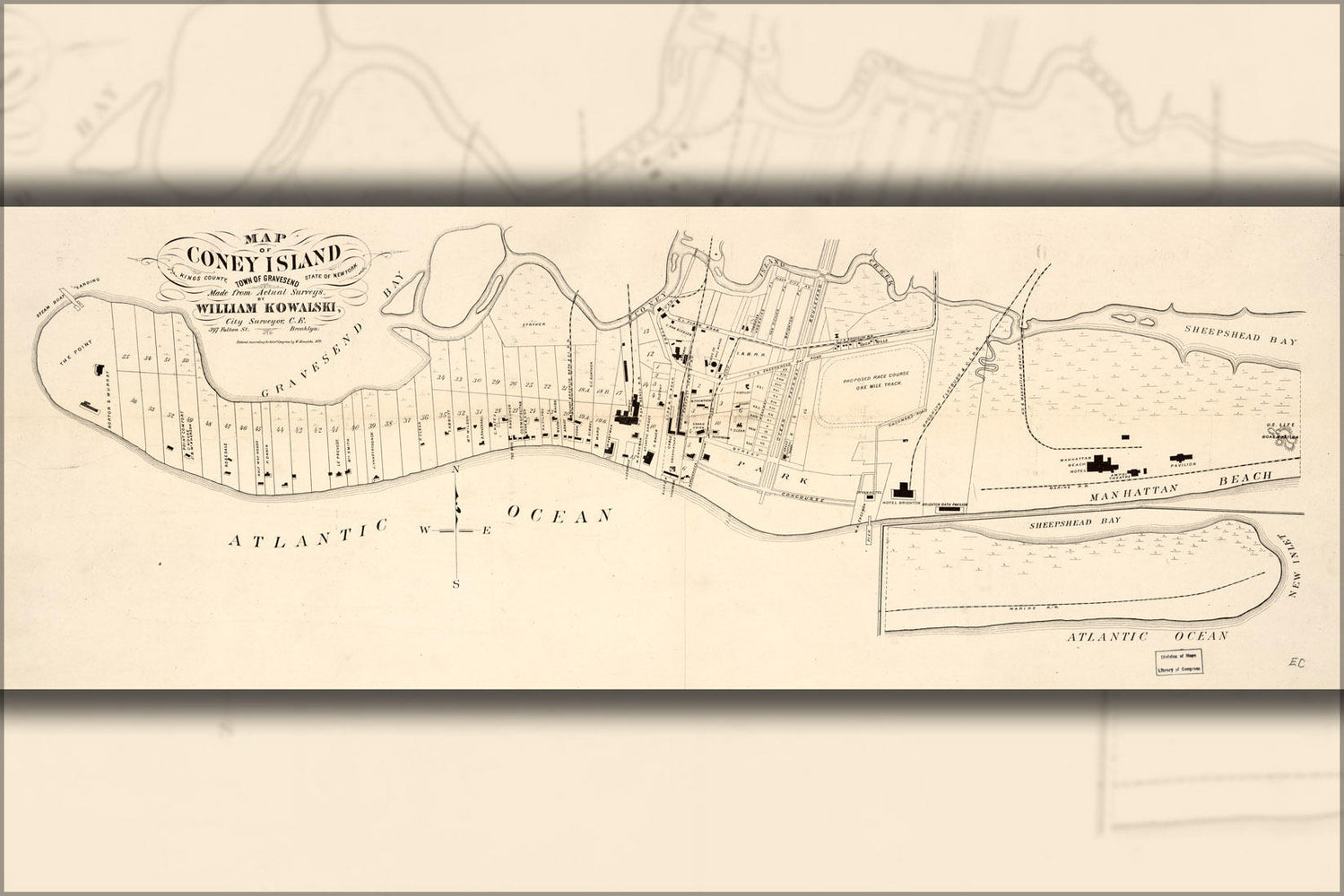 Poster, Many Sizes Available; Map Of Coney Island, Gravesend, New York 1879