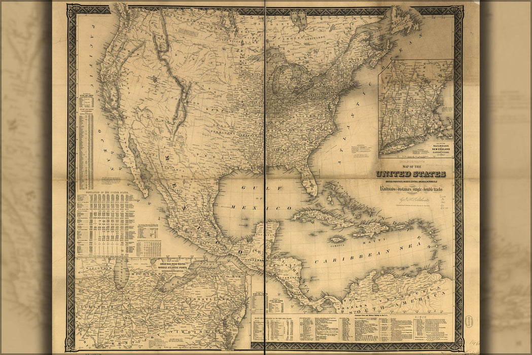 Poster, Many Sizes Available; Map United States Canada Mexico West Indies 1861