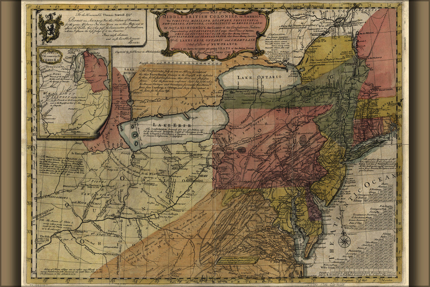 Poster, Many Sizes Available; Map Virginia Maryland New Jersey Delaware 1755 P1