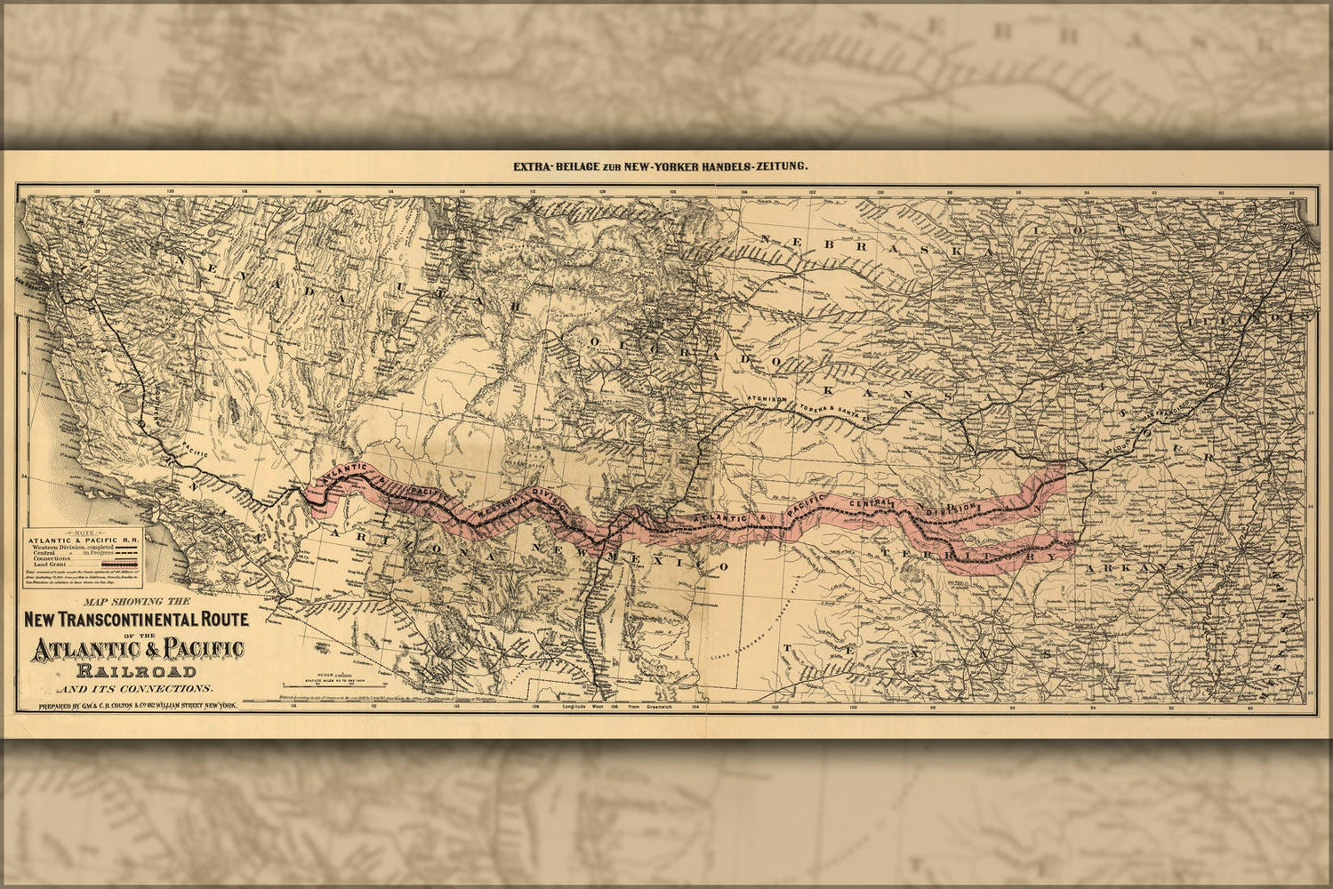 Poster, Many Sizes Available; Map Atl. & Pac. Transcontinental Railroad 1883