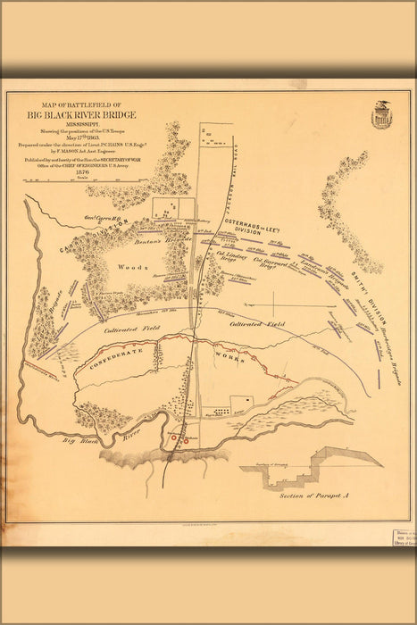 Poster, Many Sizes Available; Map Battle Big Black River Bdg Mississippi 1863