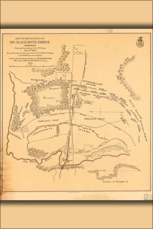 Poster, Many Sizes Available; Map Battle Big Black River Bdg Mississippi 1863