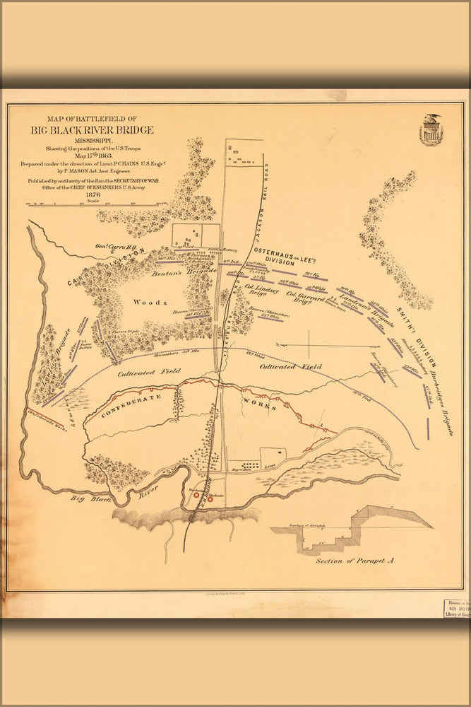 Poster, Many Sizes Available; Map Battle Big Black River Bdg Mississippi 1863