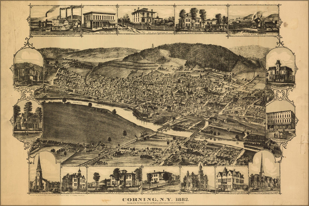 Poster, Many Sizes Available; Map Of Corning, New York 1882