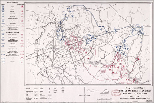 Poster, Many Sizes Available; Map Battle First Manassas July 21 1861 Virginia