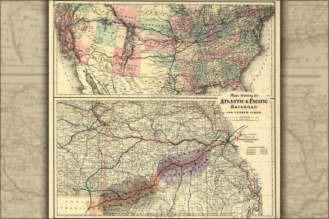 Poster, Many Sizes Available; Maps Showing The Atlantic & Pacific Railroad 1866