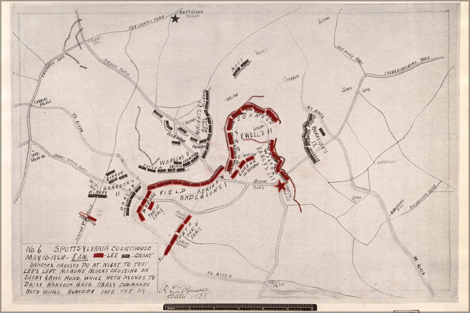 Poster, Many Sizes Available; Map Battle Of Spotsylvania Courthouse May 10 1864