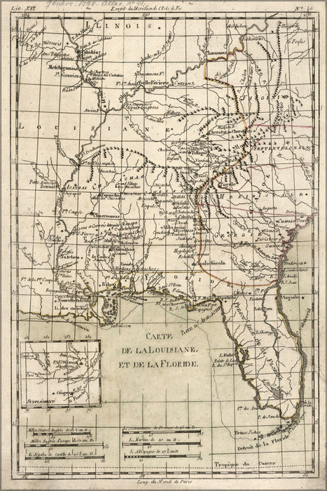 Poster, Many Sizes Available; Carte De La Louisiana Florida Georgia Map 1783