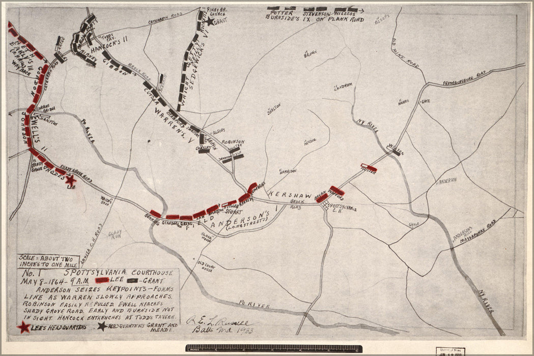 Poster, Many Sizes Available; Map Battle Of Spotsylvania Courthouse May 8 1864